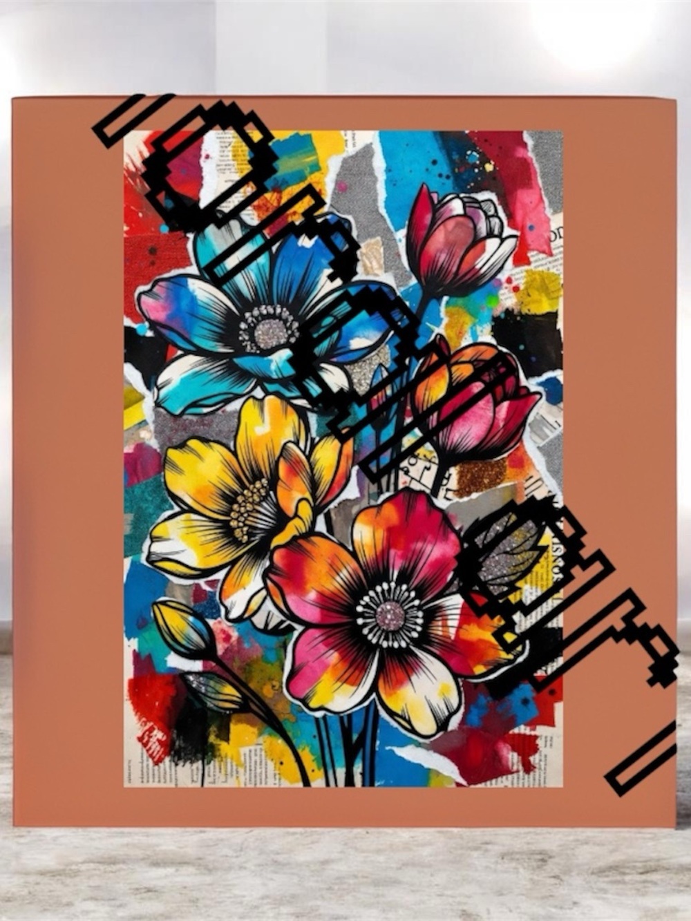 Vibrant Floral Mixed Media Wall Art - Multicolor